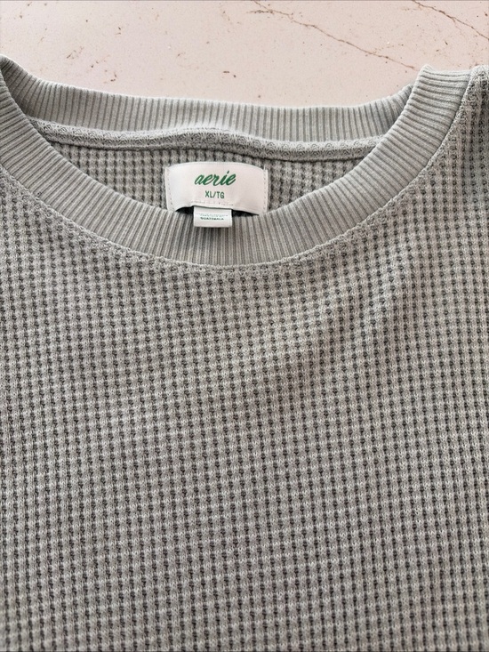 aerie Tops - aerie Light Gray Waffle Crewneck Sweatshirt